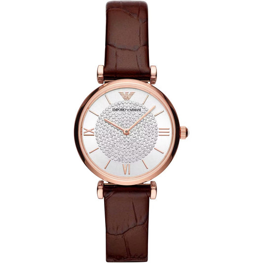 Emporio Armani Watches Brown Steel and Leather Quartz Watch - DEA STILOSA MILANO