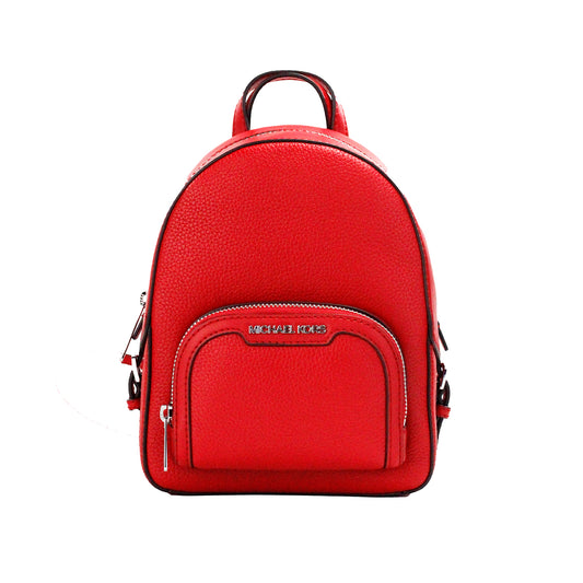 Michael Kors Jaycee Mini XS Bright Red Pebbled Leather Zip Pocket Backpack Bag - DEA STILOSA MILANO