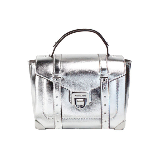 Michael Kors Manhattan Medium Silver Leather Top Handle Satchel Bag - DEA STILOSA MILANO