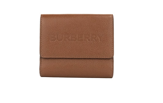 Burberry Luna Tan Grained Leather Small Coin Pouch Snap Wallet - DEA STILOSA MILANO